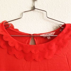 TED BAKER floral collar orange red short sleeve blouse top shirt tee 5
